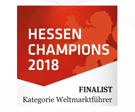 Auszeichnung Finalist Hessen Champion 2018 / Kategorie Weltmarkführer