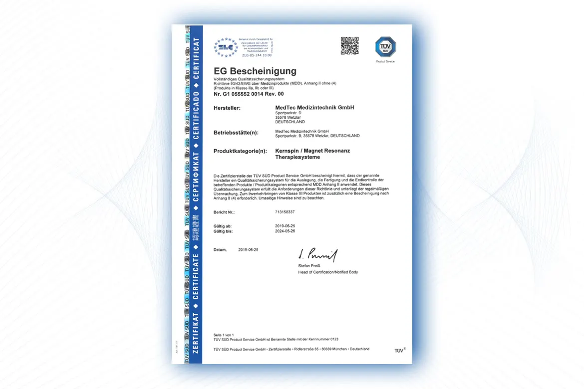TÜV Zertifikat DIN EN ISO 13485
